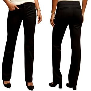 Anne Klein Black Boot Leg Pants Trousers 6 Preppy New Money Minimalist 31" Ins